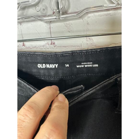 Old Navy Black High Rise WOW Wide Leg Jeans Womens 14 Plus - Picture 2 of 4